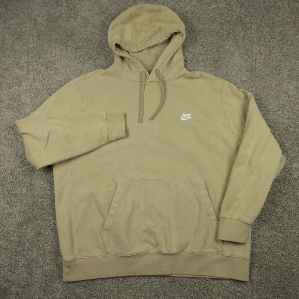 Nike Sweater Mens 2XL Beige Sportswear Club Fleece Pullover Hoodie Sweatshirt‎